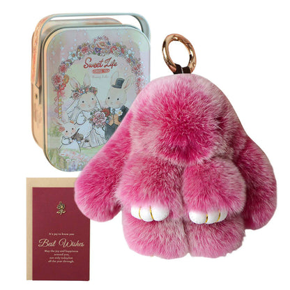 Fluffy Bunny Keychain – Symbol of Warm Blessing | Zen Ara Grove