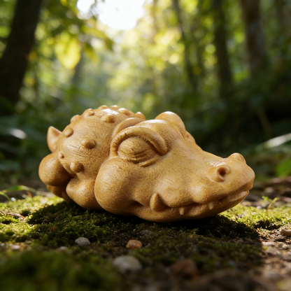 Hand-Carved Wooden Crocodile Figurine – Crafted Charm and Natural Warmth | Zen Ara Grove