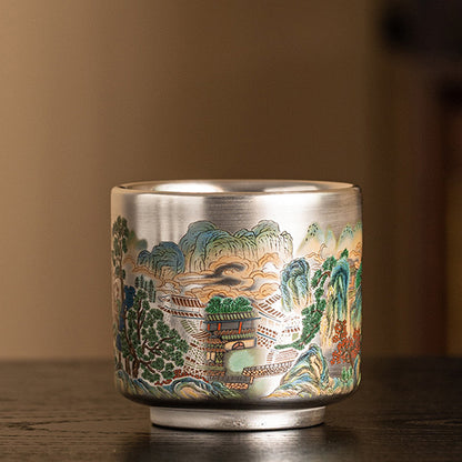 999 Silver Tea Cup – Emblem of Serenity & Blessing – Fine Hammered Finish | Zen Ara Grove