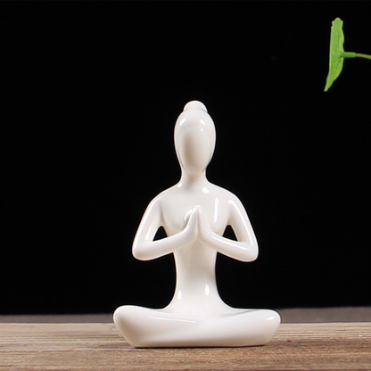 Zen Minimalist White Ceramic Yoga Girl Figurines | Zen Ara Grove