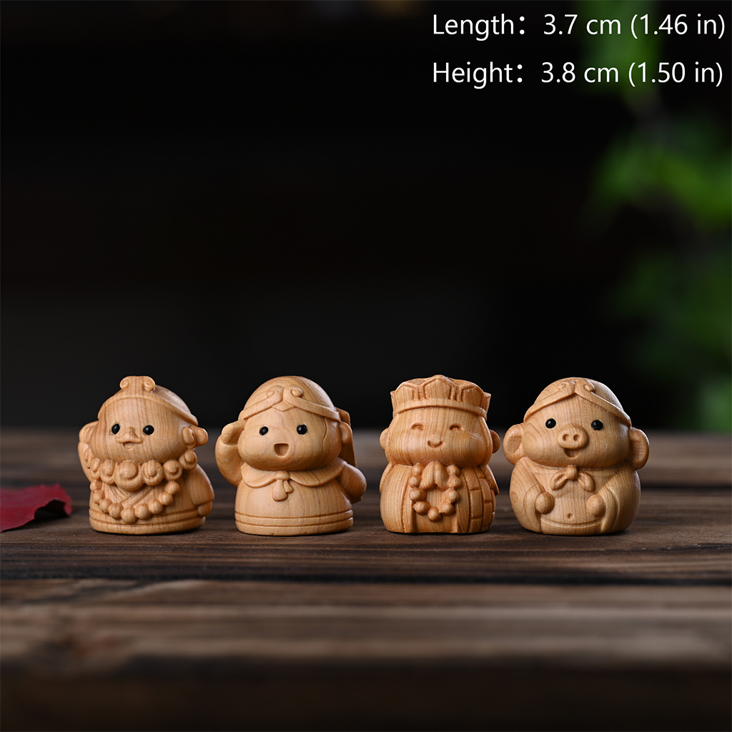 Monkey King Sun Wukong & Three Companions Cypress Wood Figurines | Zen Ara Grove