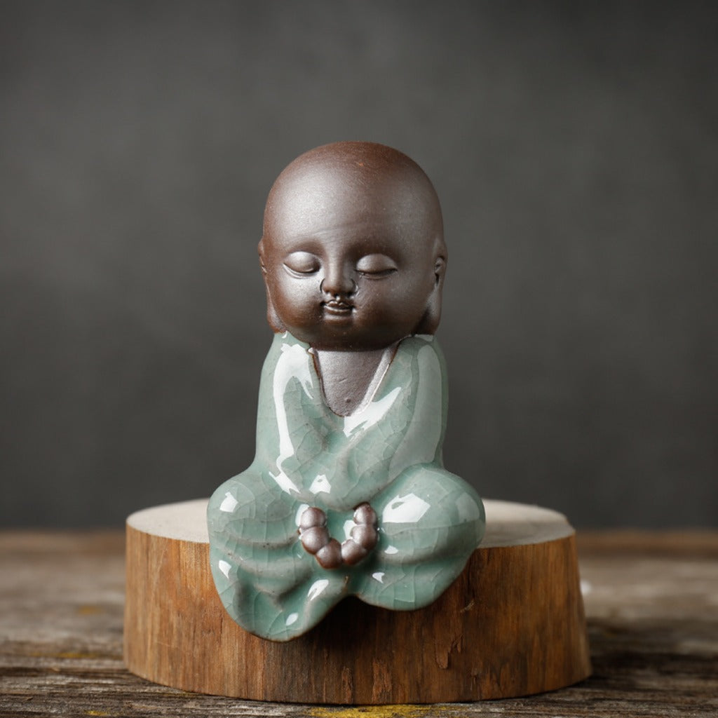 Zen Little Monk Tea Pet – Handmade Ceramic & Purple Clay Figurine for Tea Table Décor | Zen Ara Grove