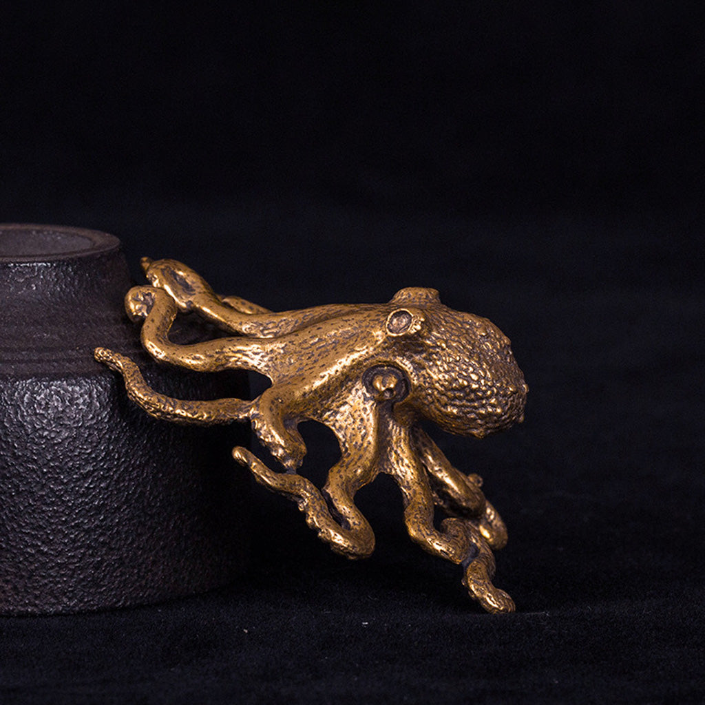 Tiny Brass Octopus Sculpture – Ocean-Inspired Charm in a Pocket Size | Zen Ara Grove