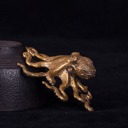 Tiny Brass Octopus Sculpture – Ocean-Inspired Charm in a Pocket Size | Zen Ara Grove