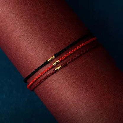 Fully Square Knot Woven Rope with Bead Accents Adjustable Fit – Four-Fold Harmony and Prosperity | Zen Ara Grove