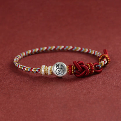 999 Silver 12 Zodiac Bead Braided Multi‑Color Adjustable Bracelet –Fortune & Peace | Zen Ara Grove