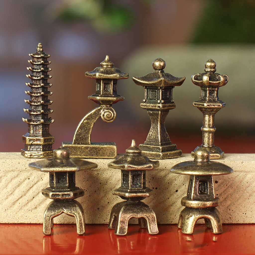 Mini Brass Stone Lantern Figurine – Symbol of Illumination and Tranquility | Zen Ara Grove