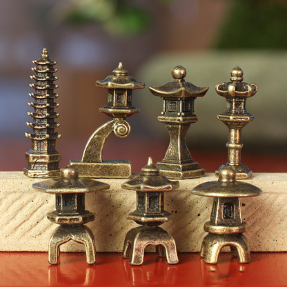 Mini Brass Stone Lantern Figurine – Symbol of Illumination and Tranquility | Zen Ara Grove