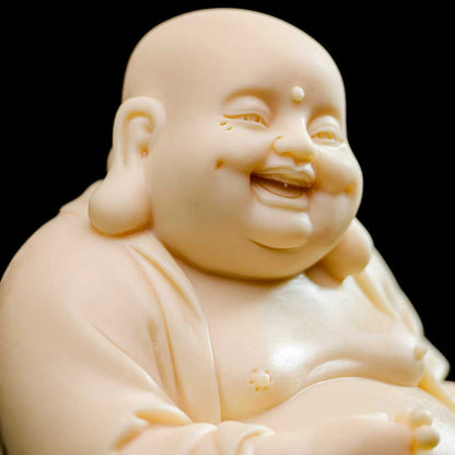Tagua Nut Laughing Buddha Statue — Symbol of Joy and Good Fortune | Zen Ara Grove