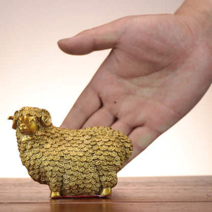 Brass Lucky Sheep Figurine – Symbol of Peace, Prosperity, and Blessings | Zen Ara Grove