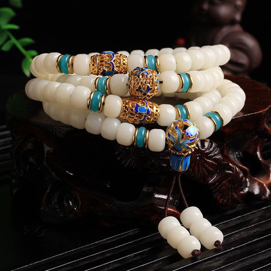 White Bodhi Mala Bracelet – Inner Stillness, Outer Grace | Zen Ara Grove