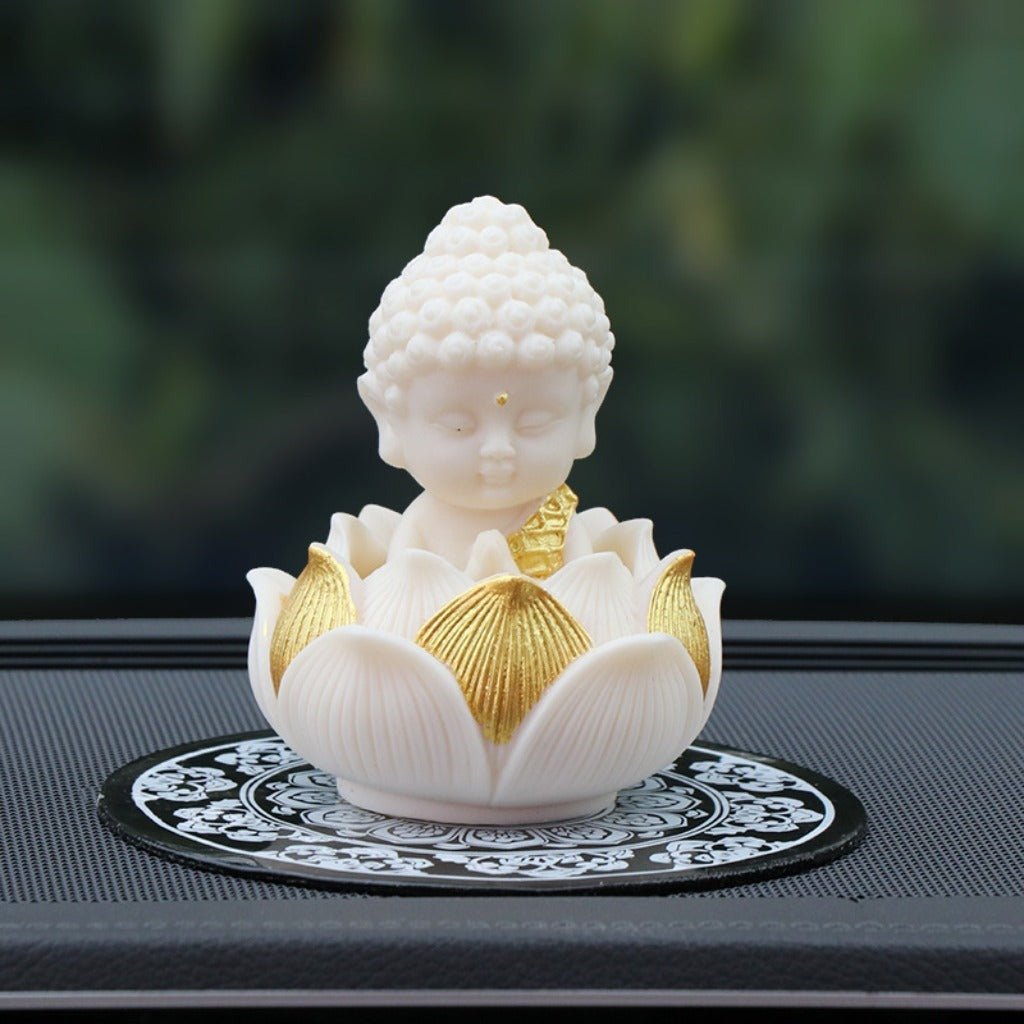 Handmade Golden Lotus Buddha Figurine – Symbol of Serenity, Wisdom & Inner Peace | Zen Ara Grove
