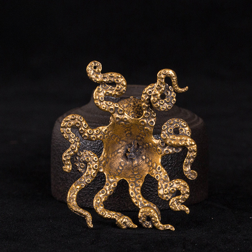 Tiny Brass Octopus Sculpture – Ocean-Inspired Charm in a Pocket Size | Zen Ara Grove