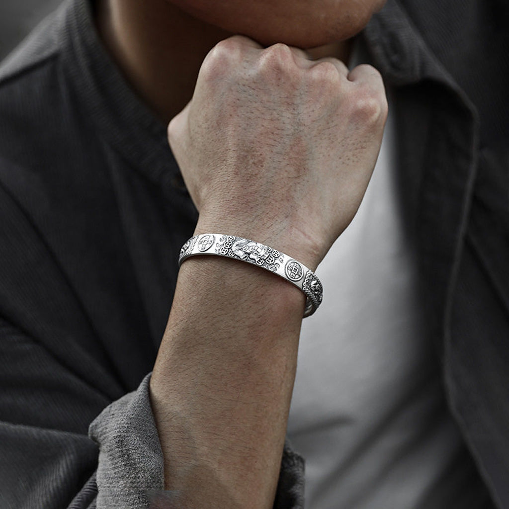 Limited Time Offer · Retro Silver‑Tone Pixiu Open Bangle – Symbol of Wealth and Protection | Zen Ara Grove