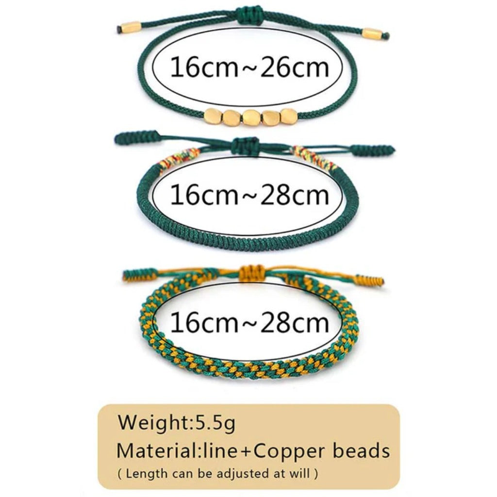 Handmade Diamond Knot Cord Bracelet – Blue & Green with Irregular Copper Bead | Zen Ara Grove