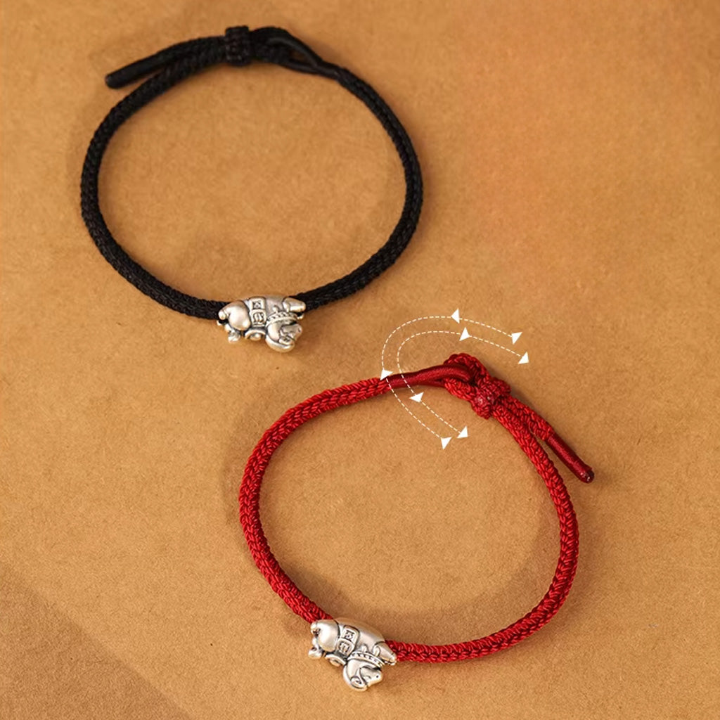 Sterling Silver Horse Charm Bracelet – Adjustable Braided Cord for Good Fortune | Zen Ara Grove