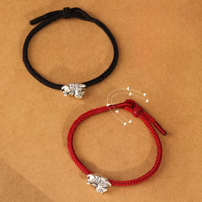 Sterling Silver Horse Charm Bracelet – Adjustable Braided Cord for Good Fortune | Zen Ara Grove