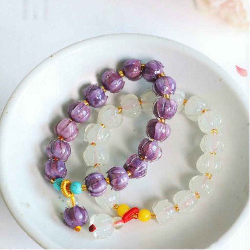 Purple Lotus Glass Bracelet with Awakening Lion Charm | Zen Ara Grove