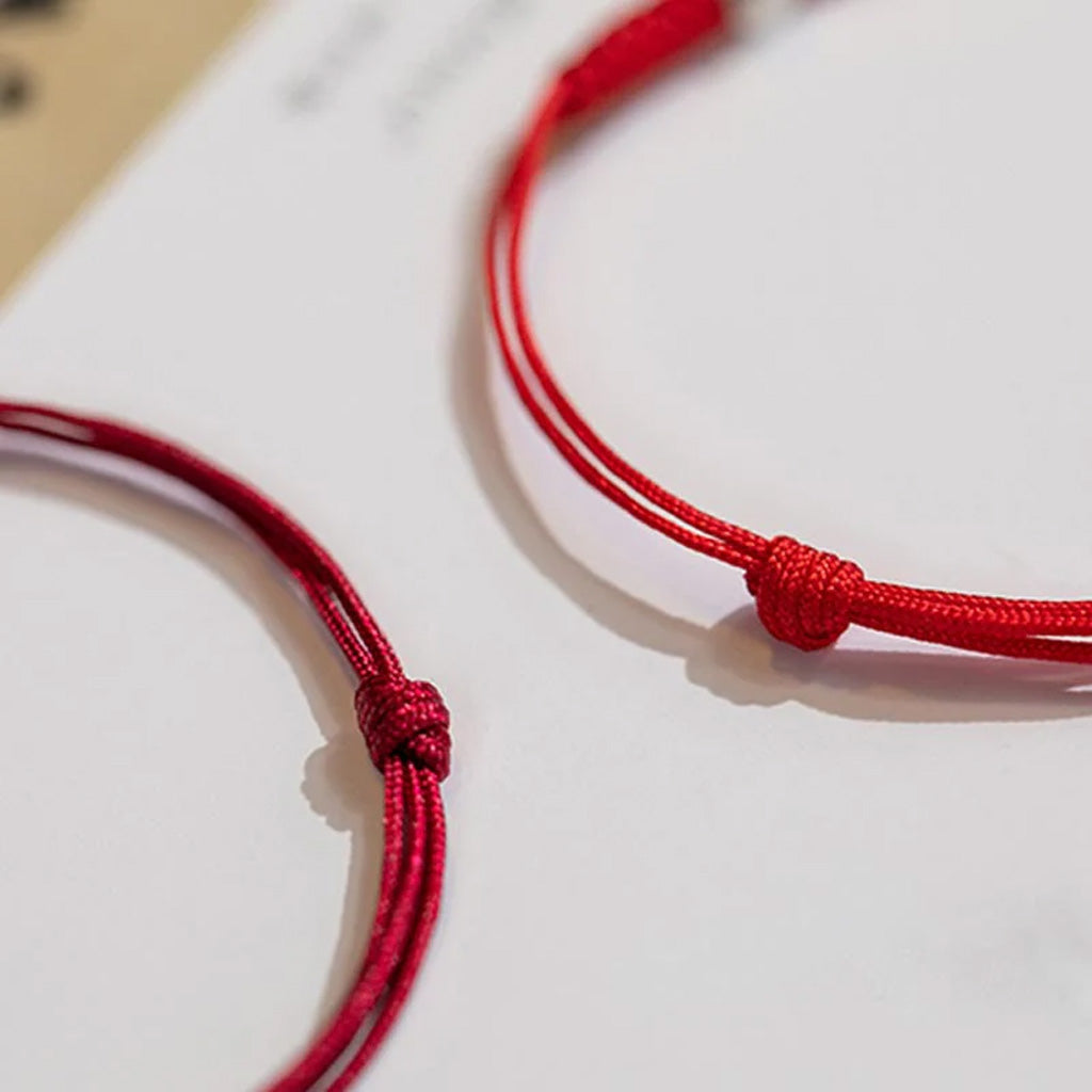 Adjustable Red Cord Bracelet with Square or Round Bead — Love & Courage