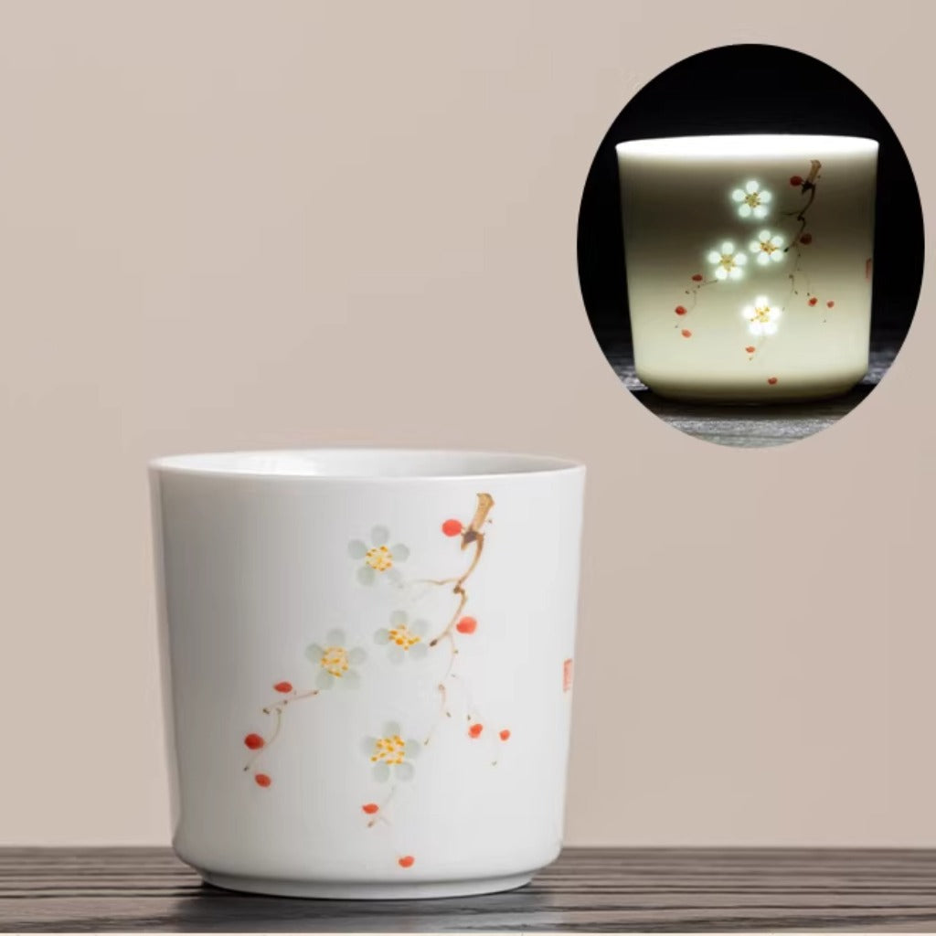 Hand-Painted Yingqing Translucent Porcelain Cup – Under-Glaze Artistry | Zen Ara Grove