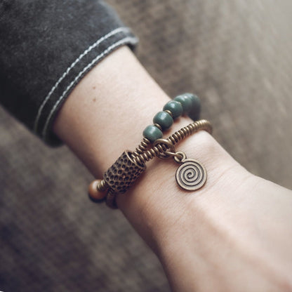 Vintage Ethnic Green Bodhi Root Bracelet | Zen Ara Grove