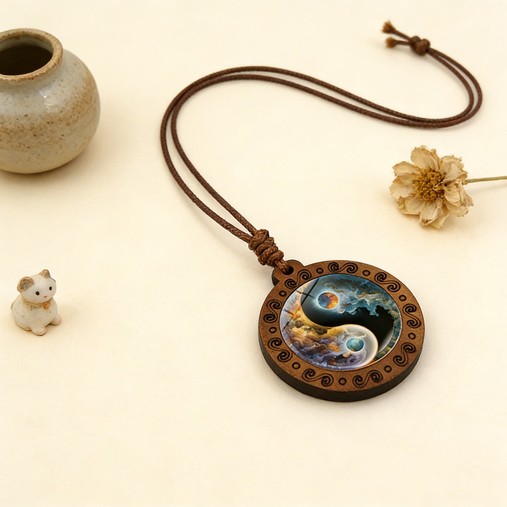 Limited Time Offer · Yin-Yang Galaxy Wood Necklace – Balance & Harmony | Zen Ara Grove