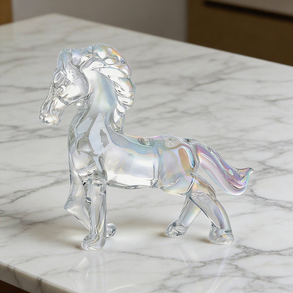 Handcrafted Crystal Glass Horse Ornament – Capturing Movement, Spirit, and Balance | Zen Ara Grove