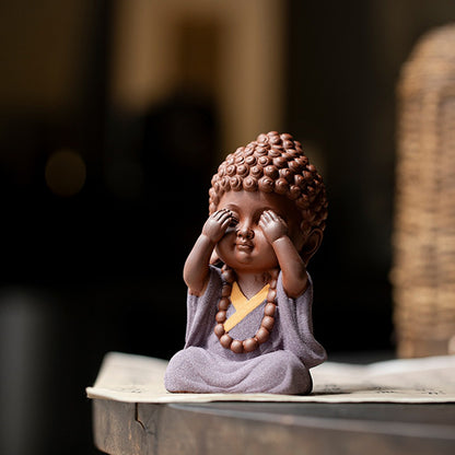 Ceramic "Four No Evils" Buddha Statue Set – Symbols of Mindfulness, Compassion, and Peace | Zen Ara Grove