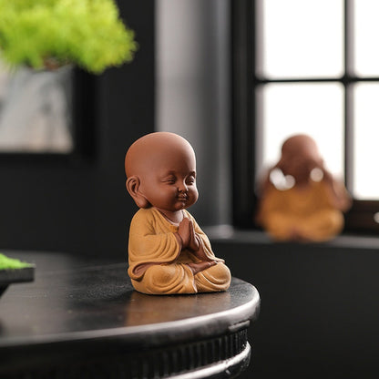 Handcrafted Ceramic "Four-Nos" Monk Statues – Symbol of Inner Calm & Thoughtful Living | Zen Ara Grove