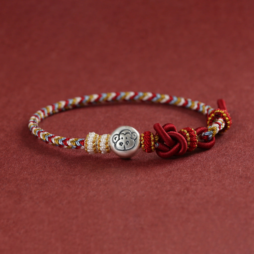 999 Silver 12 Zodiac Bead Braided Multi‑Color Adjustable Bracelet –Fortune & Peace | Zen Ara Grove