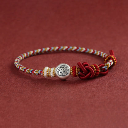 999 Silver 12 Zodiac Bead Braided Multi‑Color Adjustable Bracelet –Fortune & Peace | Zen Ara Grove