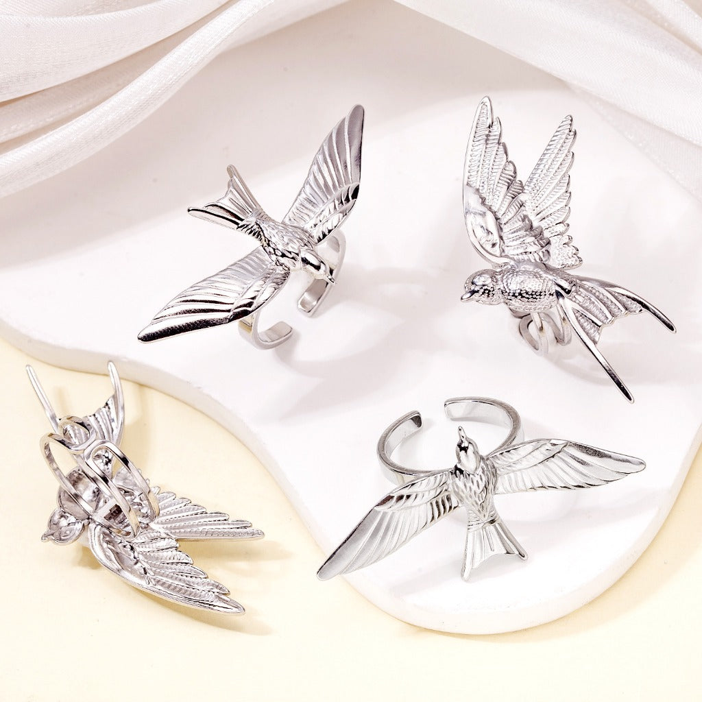 Adjustable Stainless Steel Peace Dove Ring – Symbol of Hope and Harmony | Zen Ara Grove