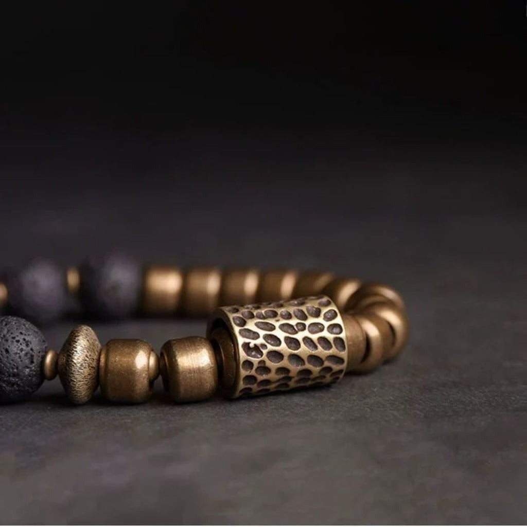Brass & Lava Stone Energy Bracelet | Zen Ara Grove