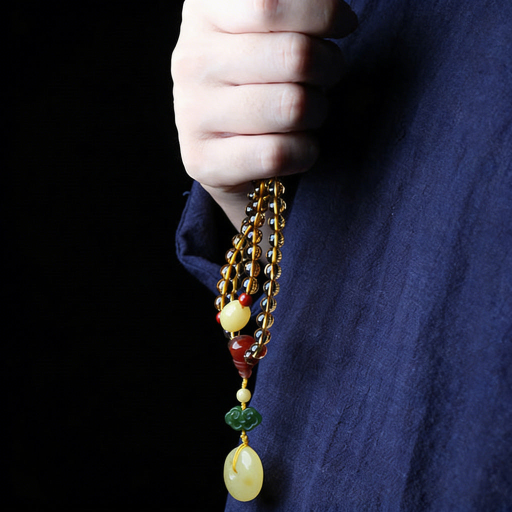 108‑Bead Citrine Pixiu Bracelet — Meaning of Fortune Protection| Zen Ara Grove
