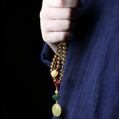 108‑Bead Citrine Pixiu Bracelet — Meaning of Fortune Protection| Zen Ara Grove