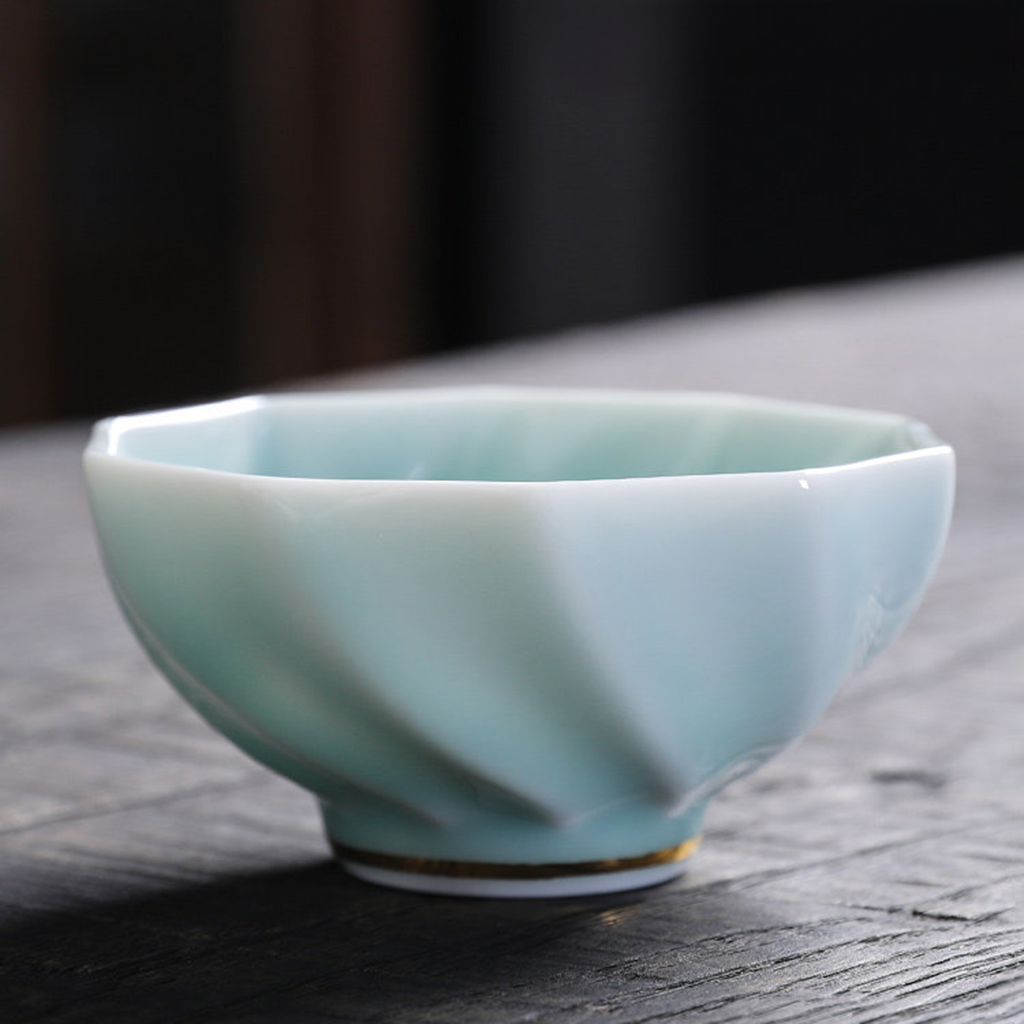 Celadon Porcelain Koi Fish Teacup – Artistic Green Glaze Tea Bowl | Zen Ara Grove