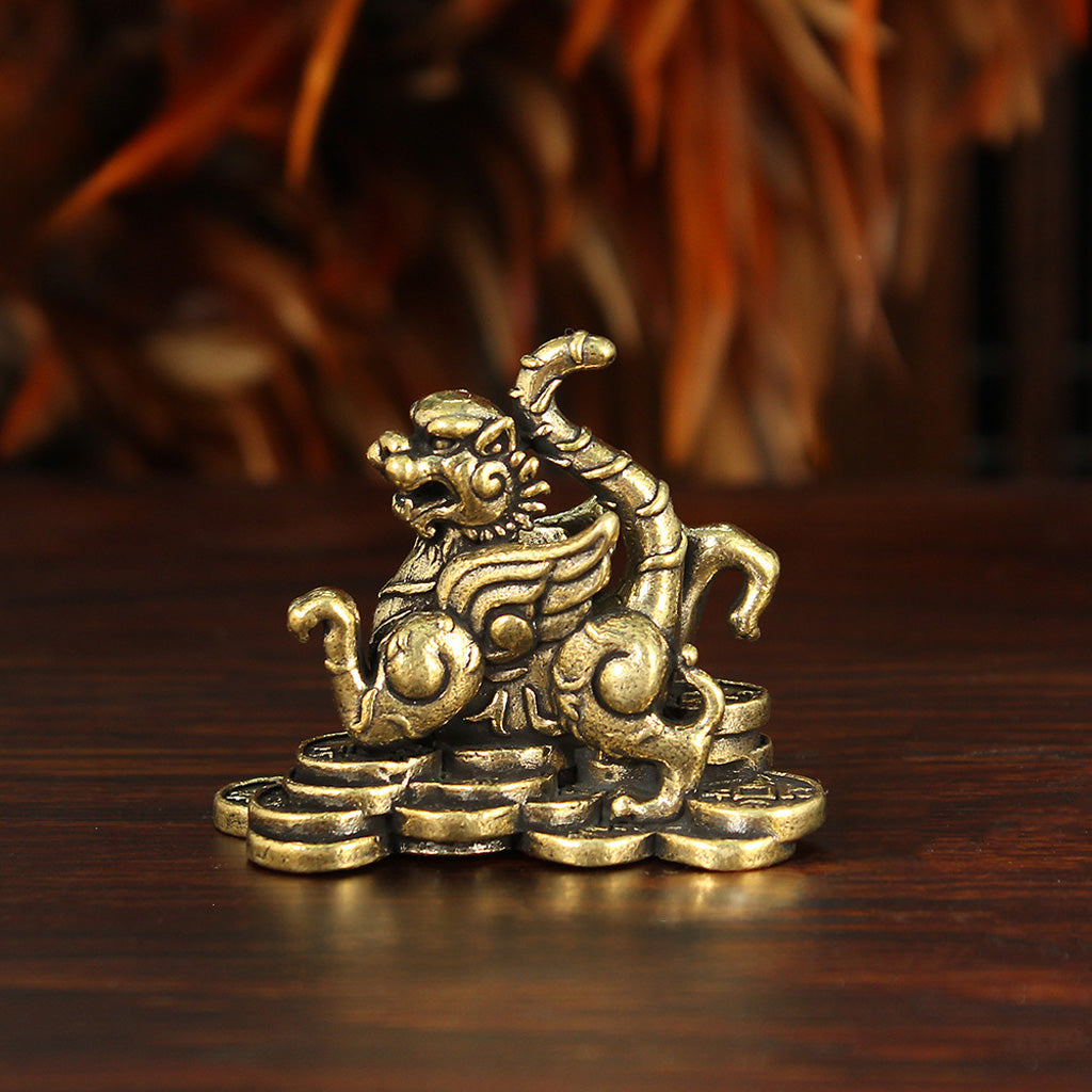 Brass Four Guardian Beasts Set – Azure Dragon, White Tiger, Vermilion Bird & Black Tortoise Statues | Zen Ara Grove