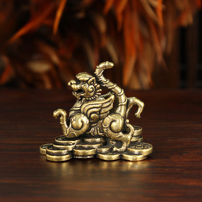 Brass Four Guardian Beasts Set – Azure Dragon, White Tiger, Vermilion Bird & Black Tortoise Statues | Zen Ara Grove