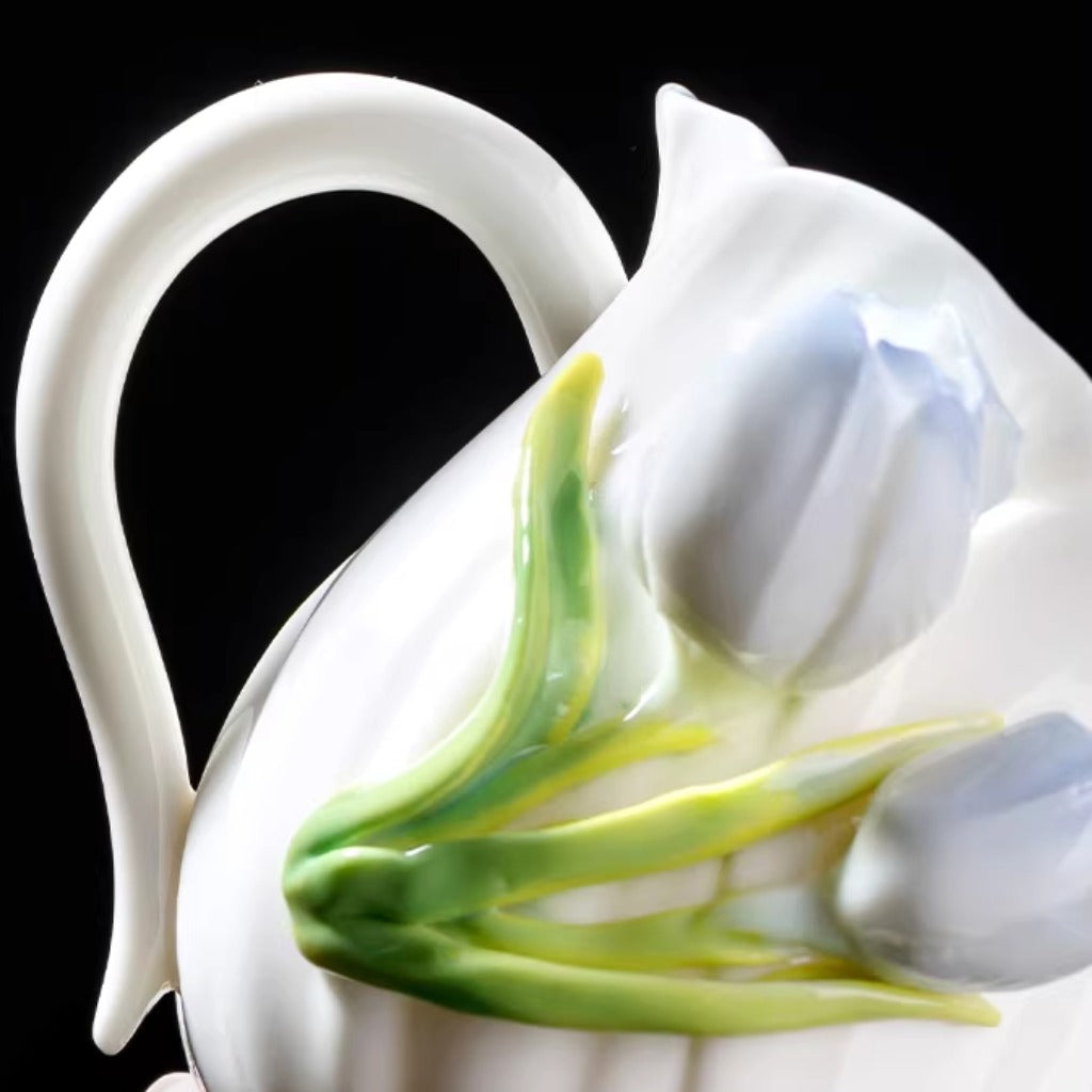 Limited Time Offer · Handcrafted Heritage Porcelain Cup – Tulip Blossoms Growing from the Surface | Zen Ara Grove