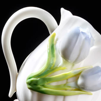 Limited Time Offer · Handcrafted Heritage Porcelain Cup – Tulip Blossoms Growing from the Surface | Zen Ara Grove