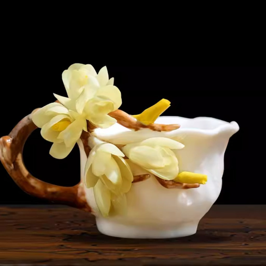 Limited Time Offer · Handcrafted Heritage Porcelain Cup – Iris Blossoms Growing from the Surface | Zen Ara Grove
