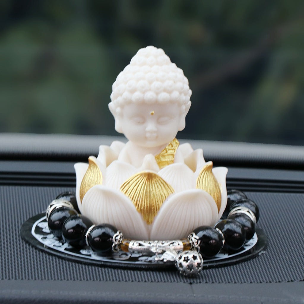 Handmade Golden Lotus Buddha Figurine – Symbol of Serenity, Wisdom & Inner Peace | Zen Ara Grove