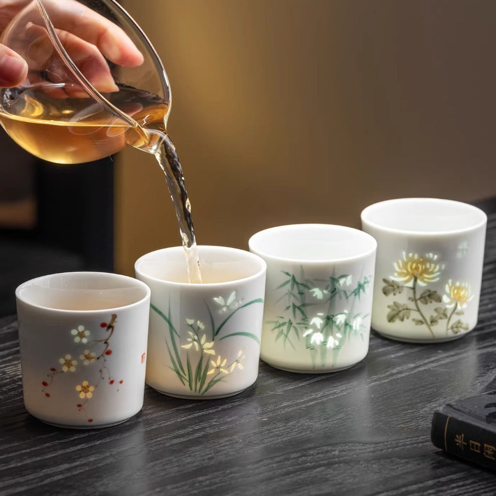 Hand-Painted Yingqing Translucent Porcelain Cup – Under-Glaze Artistry | Zen Ara Grove