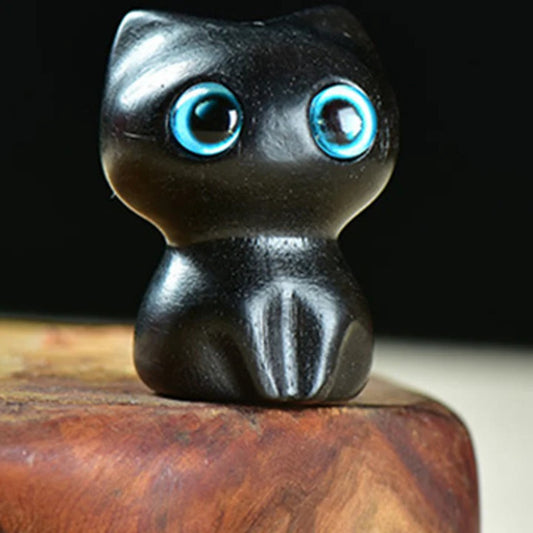 Ebony Wood Small Leaf Red Sandalwood Cute Cat Animals Calm Decoration | Zen Ara Grove