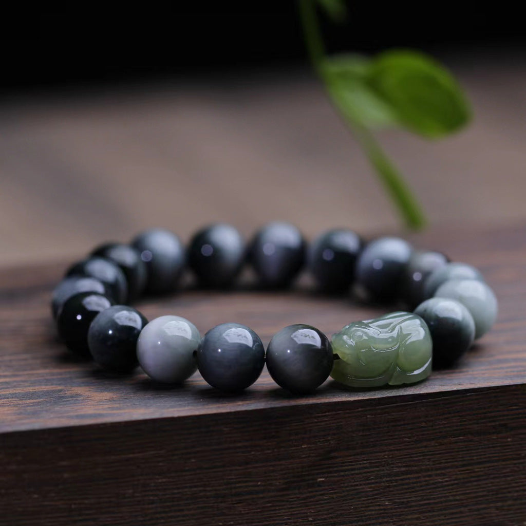 Hawk’s Eye & Hetian Jade Pixiu Bracelet – Symbol of Courage and Prosperity | Zen Ara Grove