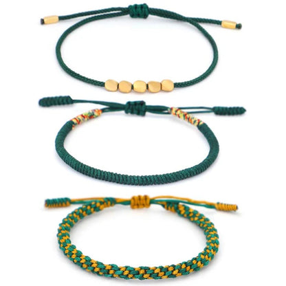 Handmade Diamond Knot Cord Bracelet – Blue & Green with Irregular Copper Bead | Zen Ara Grove