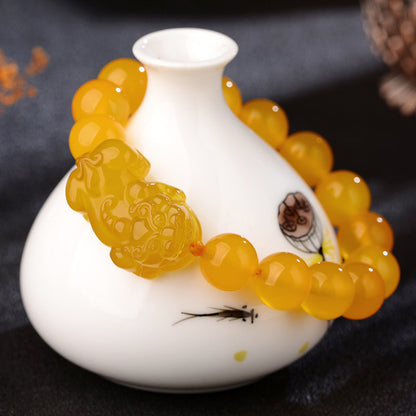 Handcrafted Yellow Chalcedony Pixiu Bracelet – Wealth & Prosperity | Zen Ara Grove