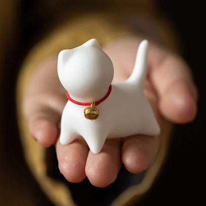 Mini Small Cute Cat Tea Pet Ceramic Home Desk Figurine Decoration | Zen Ara Grove