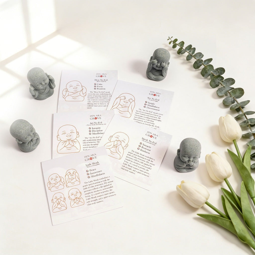 Green Sandstone"The Meaning Behind the Pose of the Monks"— Meaning Card Set | Zen Ara Grove