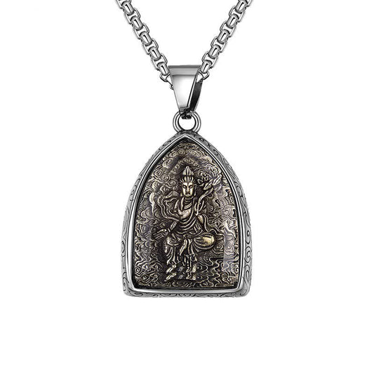 Titanium Steel Eight Buddhas Pendant｜Protection & Wisdom On-the-Go